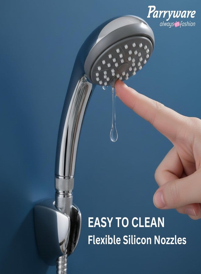 Parryware Single-Flow Brass Hand Shower with Hose (Silver) - Image 3